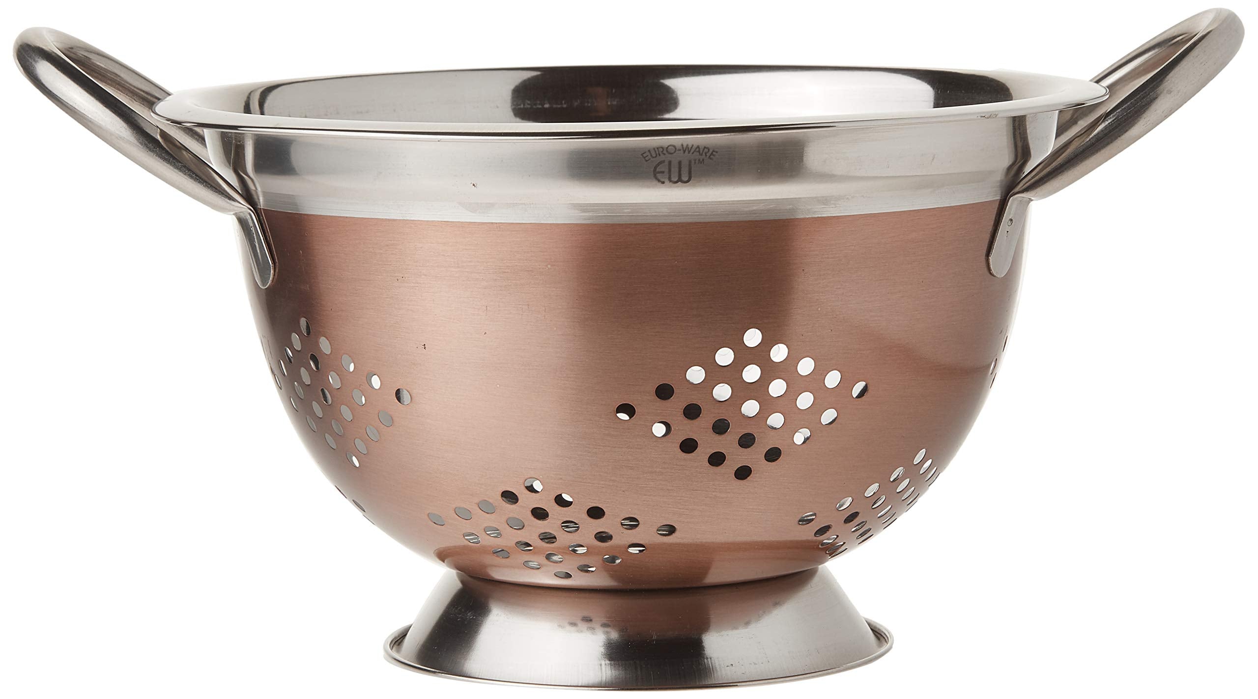 Euro-Ware colander showing 360-degree perforations for fast draining