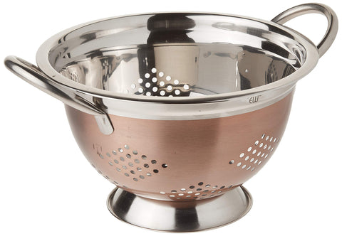 Euro-Ware colander with copper finish and 3-quart capacity for pasta and fruit prep