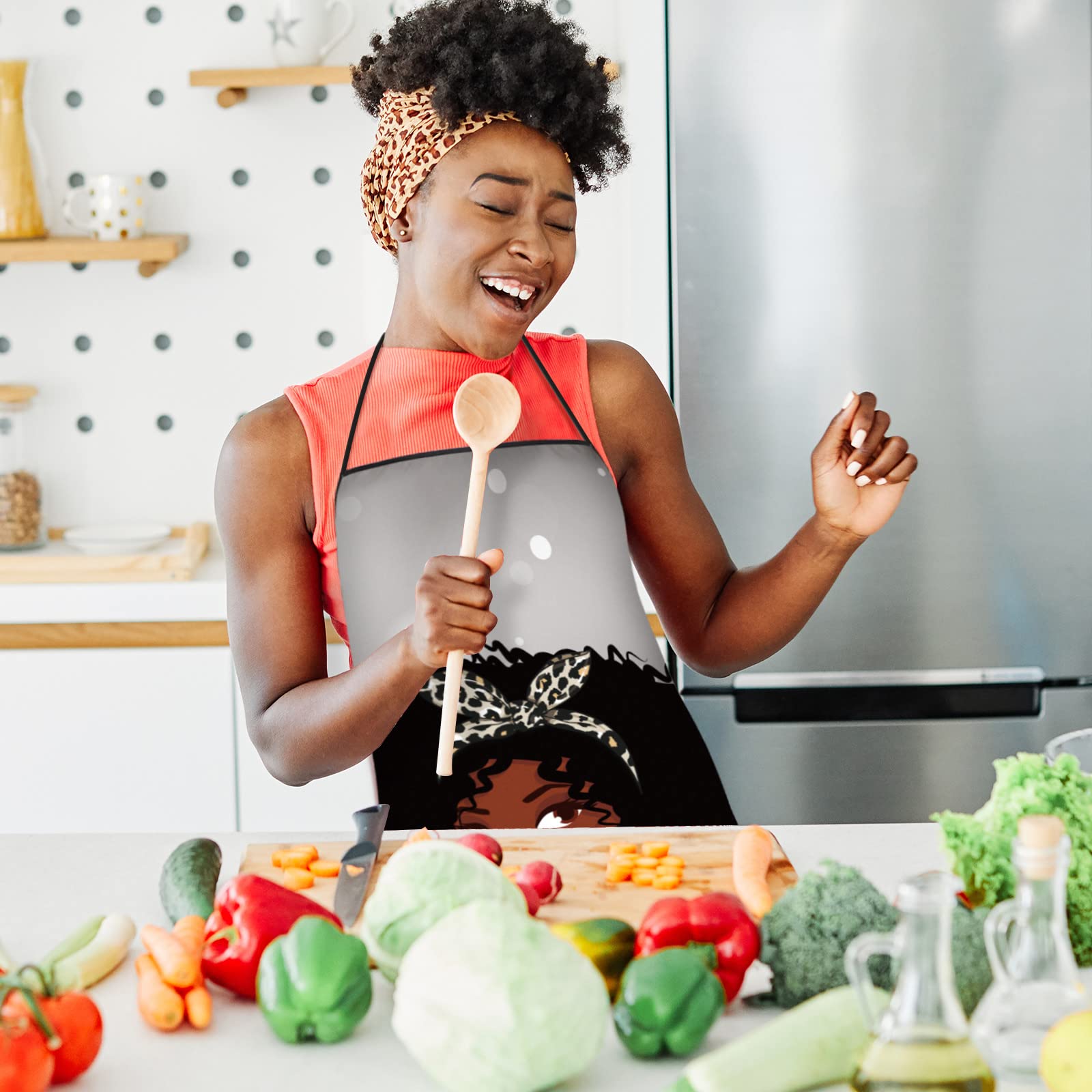 Eurzom waterproof apron featuring vibrant black girl design for DIY crafting