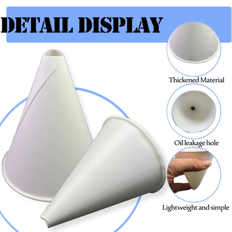 Euslbak disposable paper funnel is one-time-use, reducing cleanup after oil transfers.
