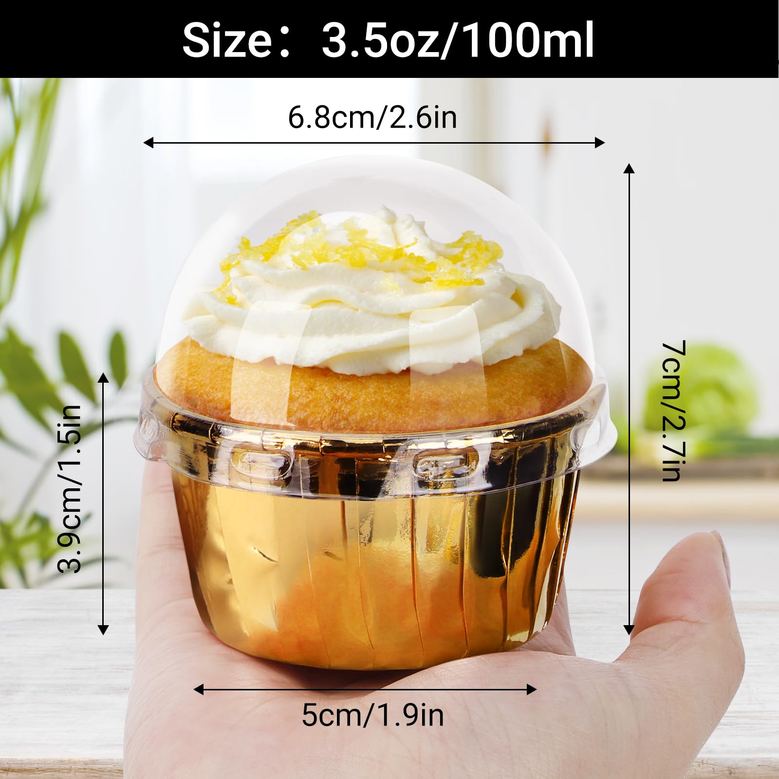 EUSOAR gold aluminum muffin cups ideal for no-tray baking.