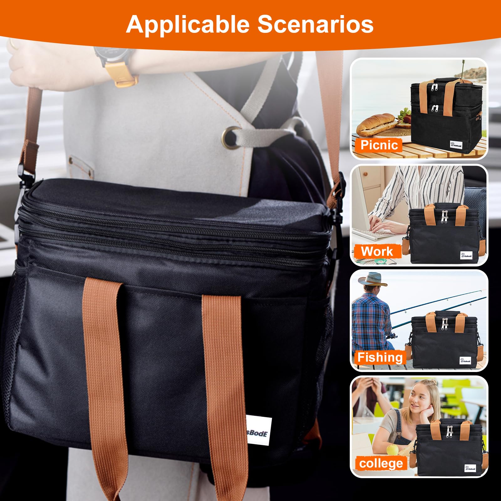 Eutopic lunch bag back anti-theft pocket for valuables.
