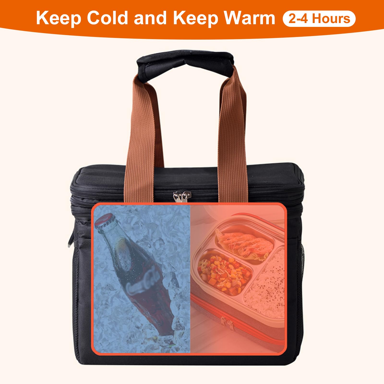 Eutopic lunch bag side tissue pocket for convenient packing.