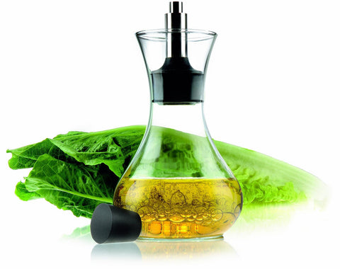 Eva Solo dressing shaker wide opening makes ingredient addition easy.