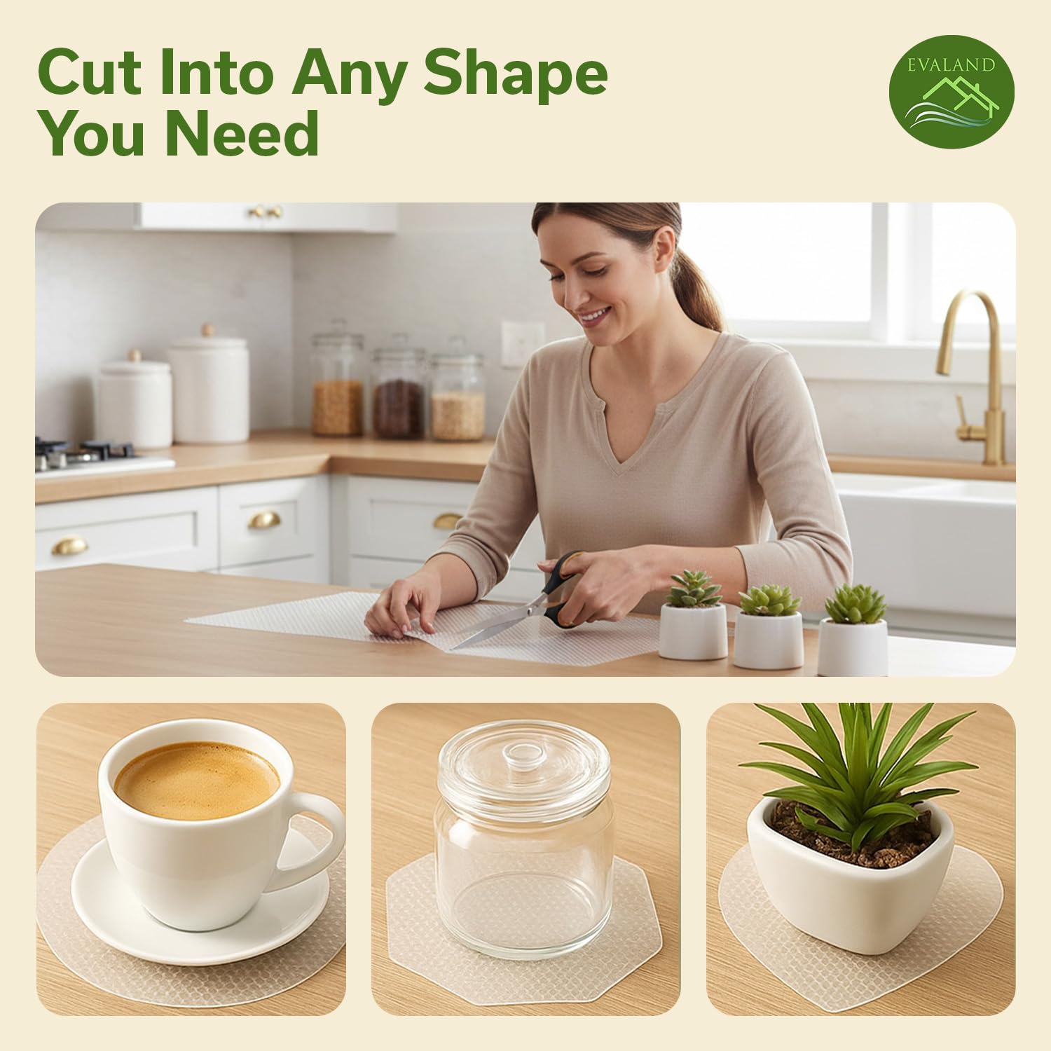 Evaland clear liner maintains visibility while protecting surfaces from stains.