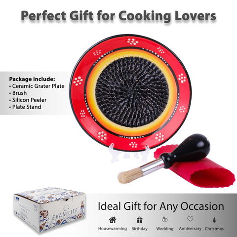 EVANILIFE ceramic grater plate decorative kitchen art piece fits any counter