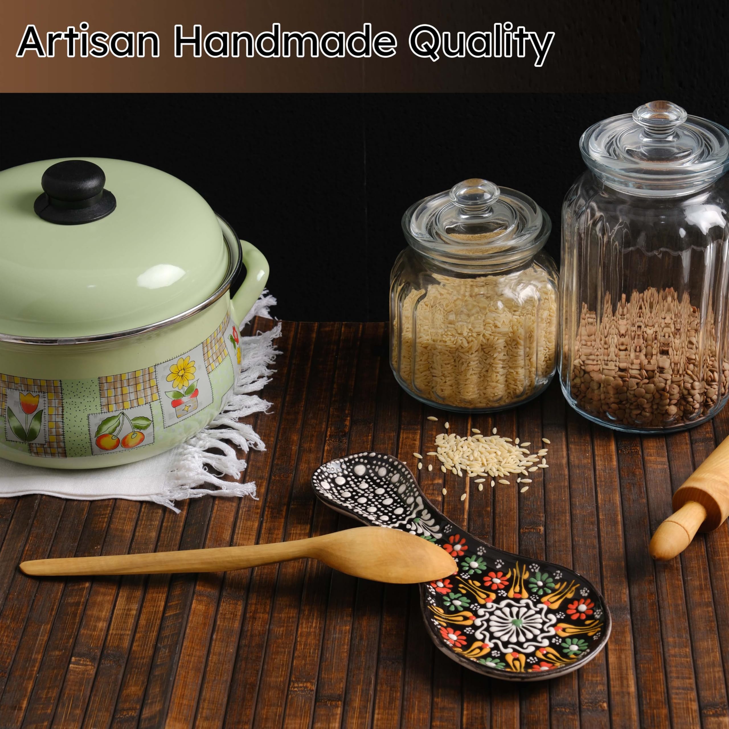 EVANILIFE ceramic utensil rest for spoons and spatulas during cooking.