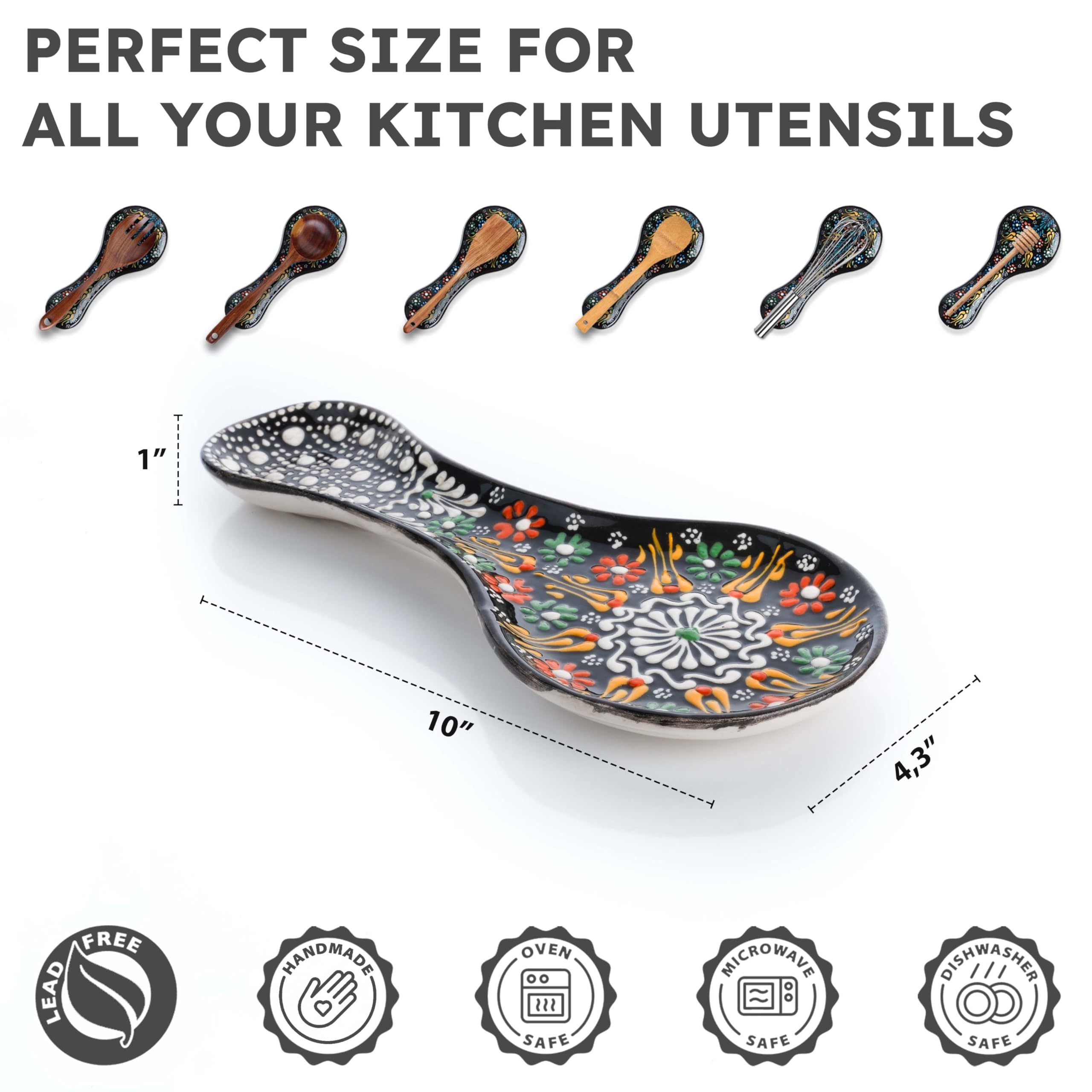 EVANILIFE colorful spoon rest on kitchen counter adds vibrant style.