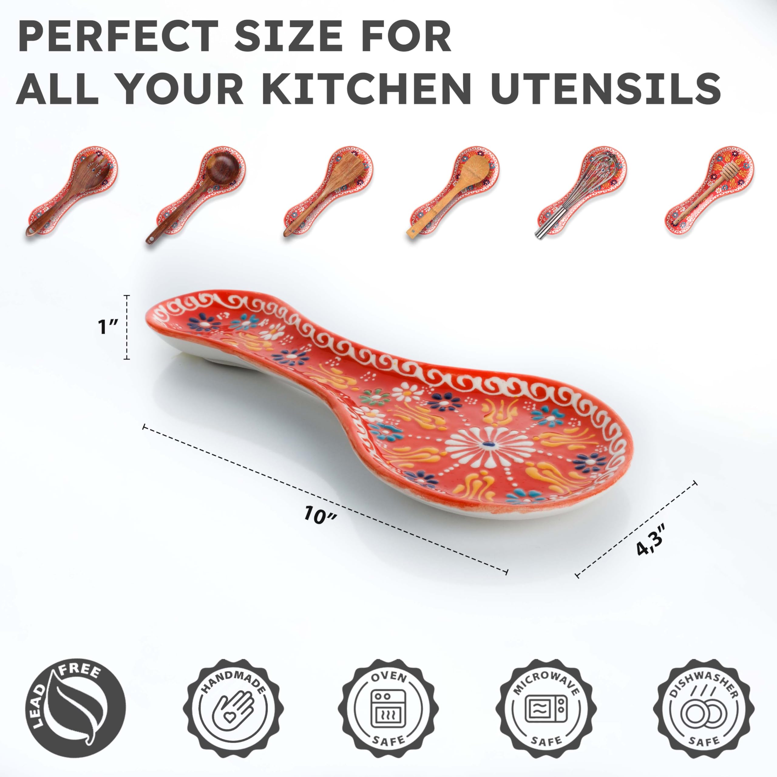 EVANILIFE orange spoon rest on stove top, keeps utensils organized.