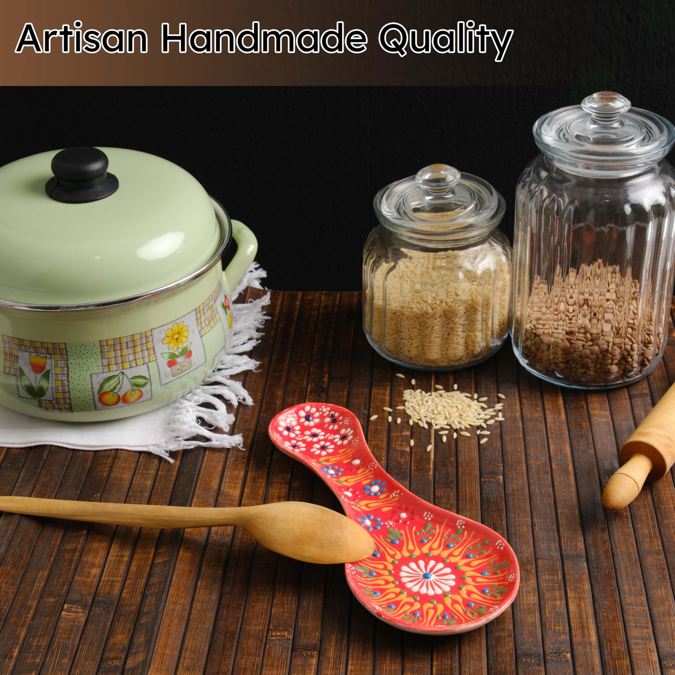 EVANILIFE orange spoon rest with utensils keeps workspace tidy.