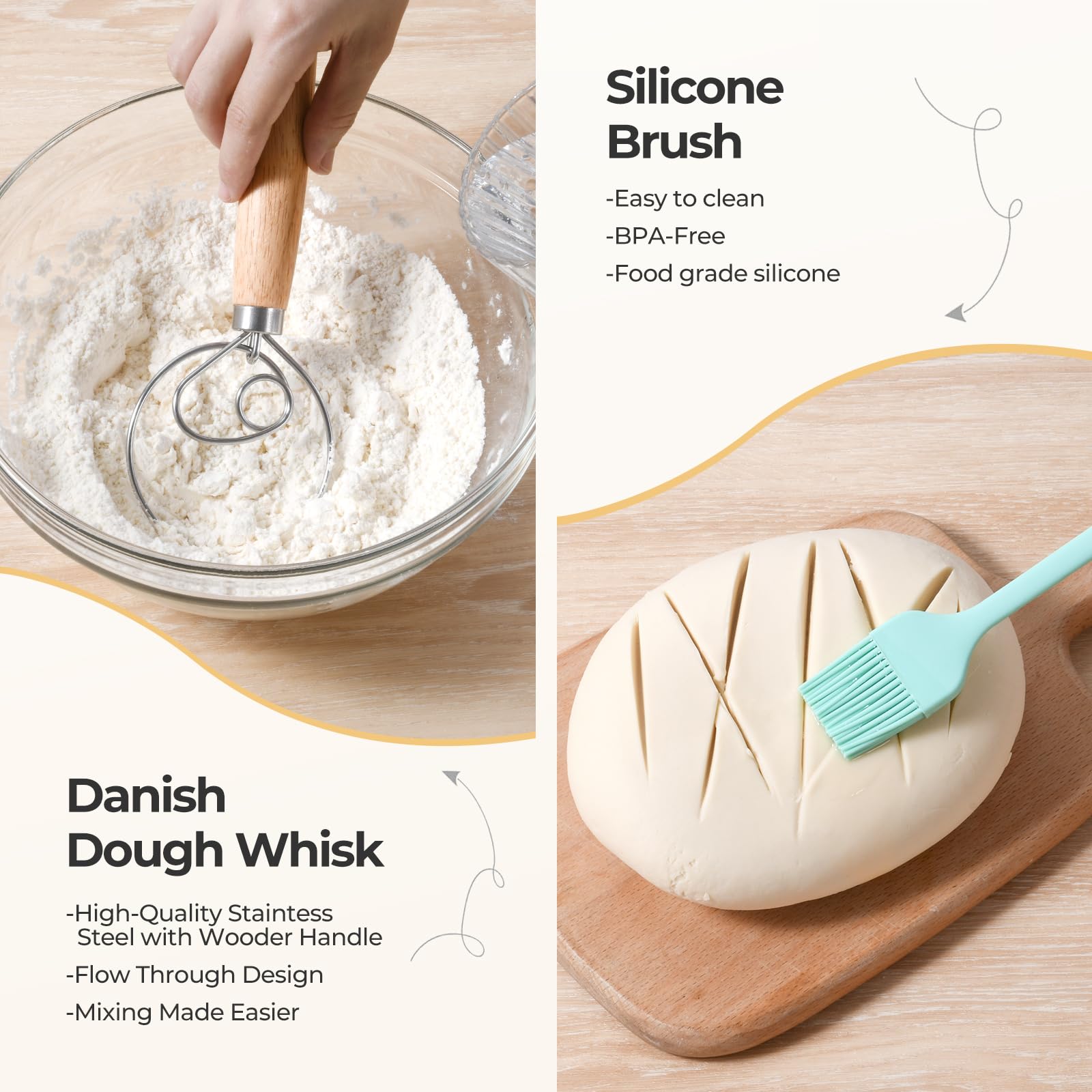 EvanMader dough scraper in action for tidy dough handling.