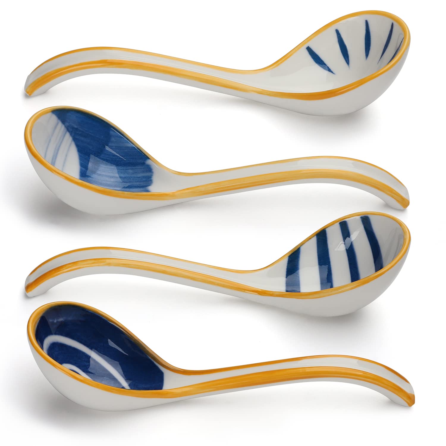 Evannt ceramic soup spoon with Japanese-style head, ideal for ramen and pho