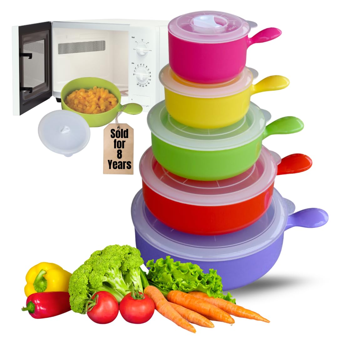 Evelots 10-piece bowl set with bright colors for organized meal prep