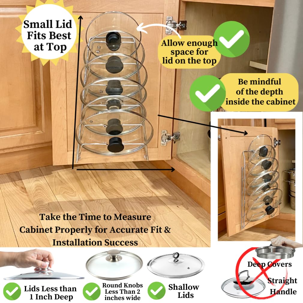 Evelots cabinet door mount lid rack keeps lids within reach