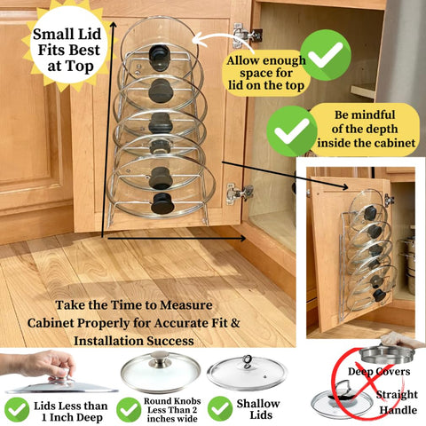 Evelots cabinet door mount lid rack keeps lids within reach