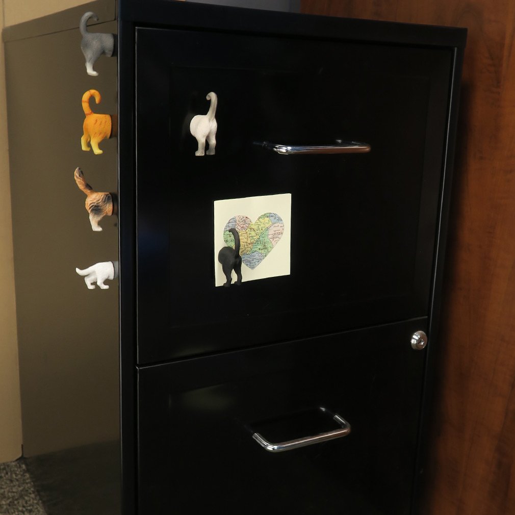 Evelots cat butt magnets hold photos and keys on a desk or fridge.