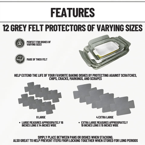 Evelots extra thick felt protectors separate pans to prevent scratches.