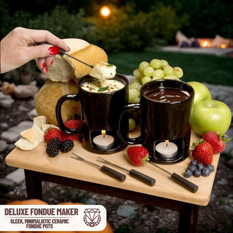 Evelots fondue mug set black ceramic adds modern style to table