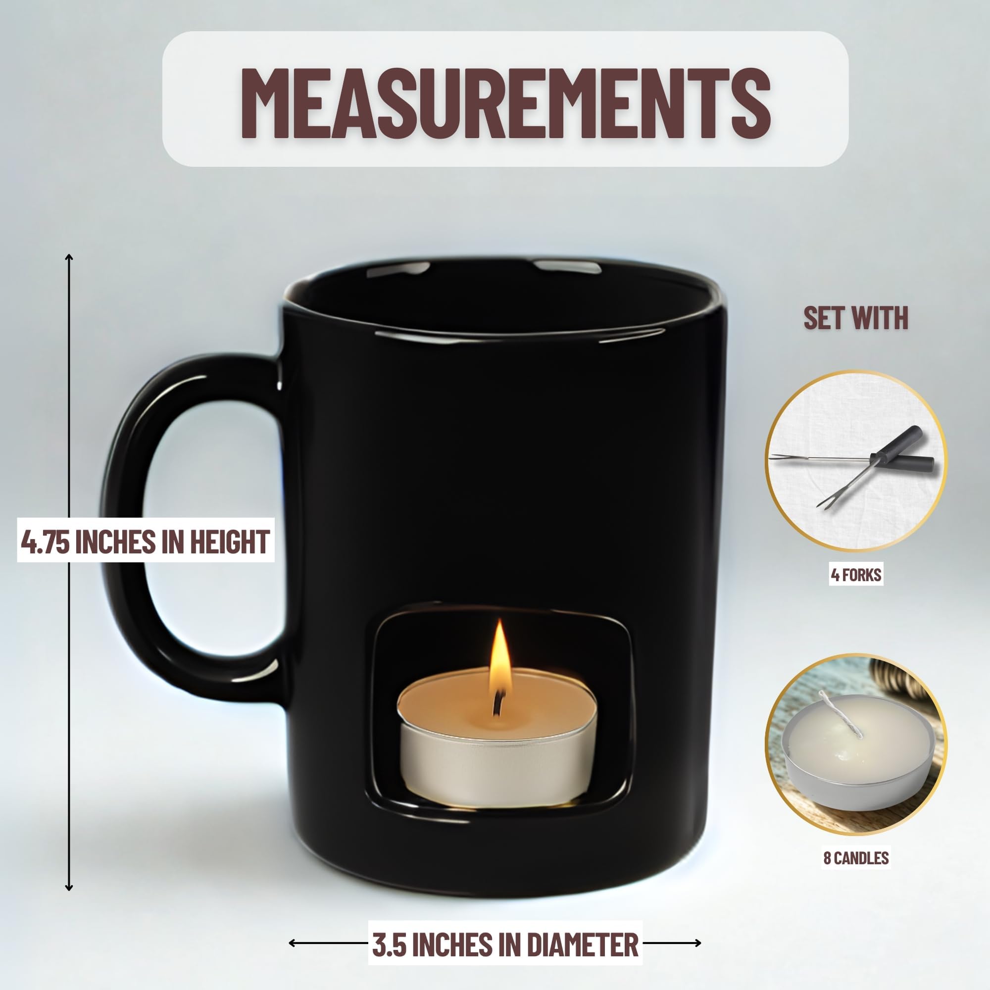 Evelots fondue mug set dishwasher-safe ceramic for easy cleaning