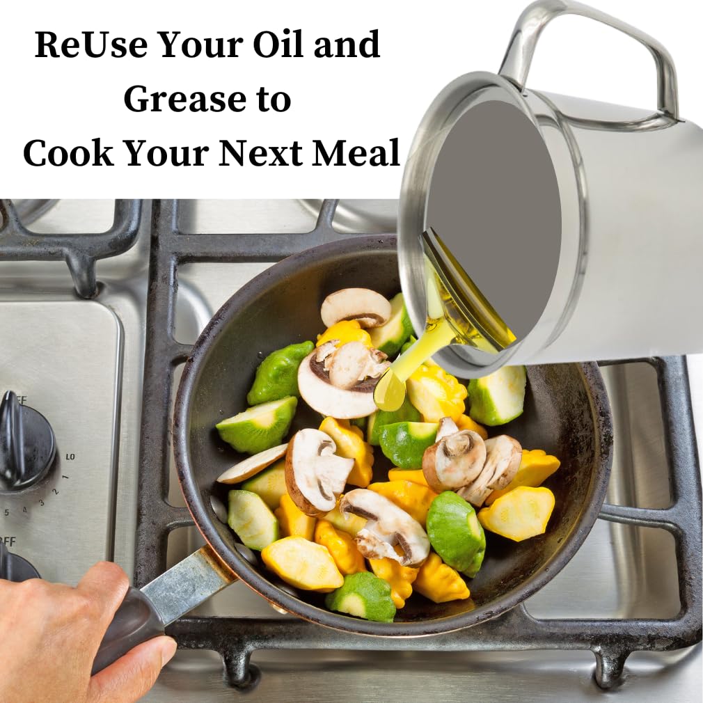 Evelots large capacity 5-cup container stores bacon fat neatly.