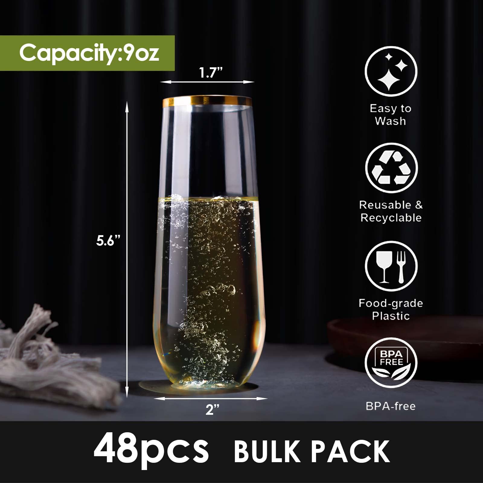 EventPartener shatterproof BPA-free flutes in bulk for large celebrations.