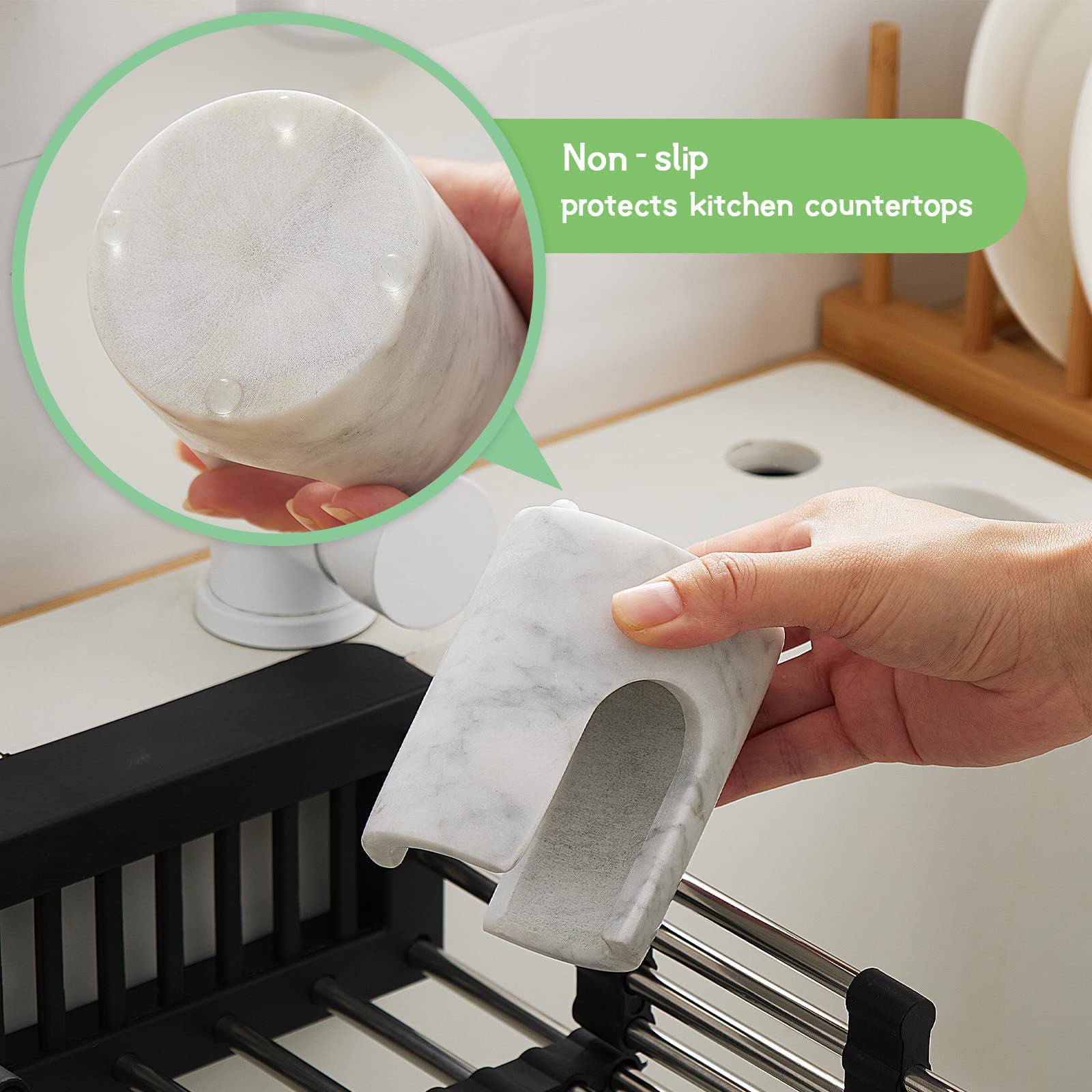 EVERBBKING counter-top marble holder adds tasteful organization for daily dish tasks.