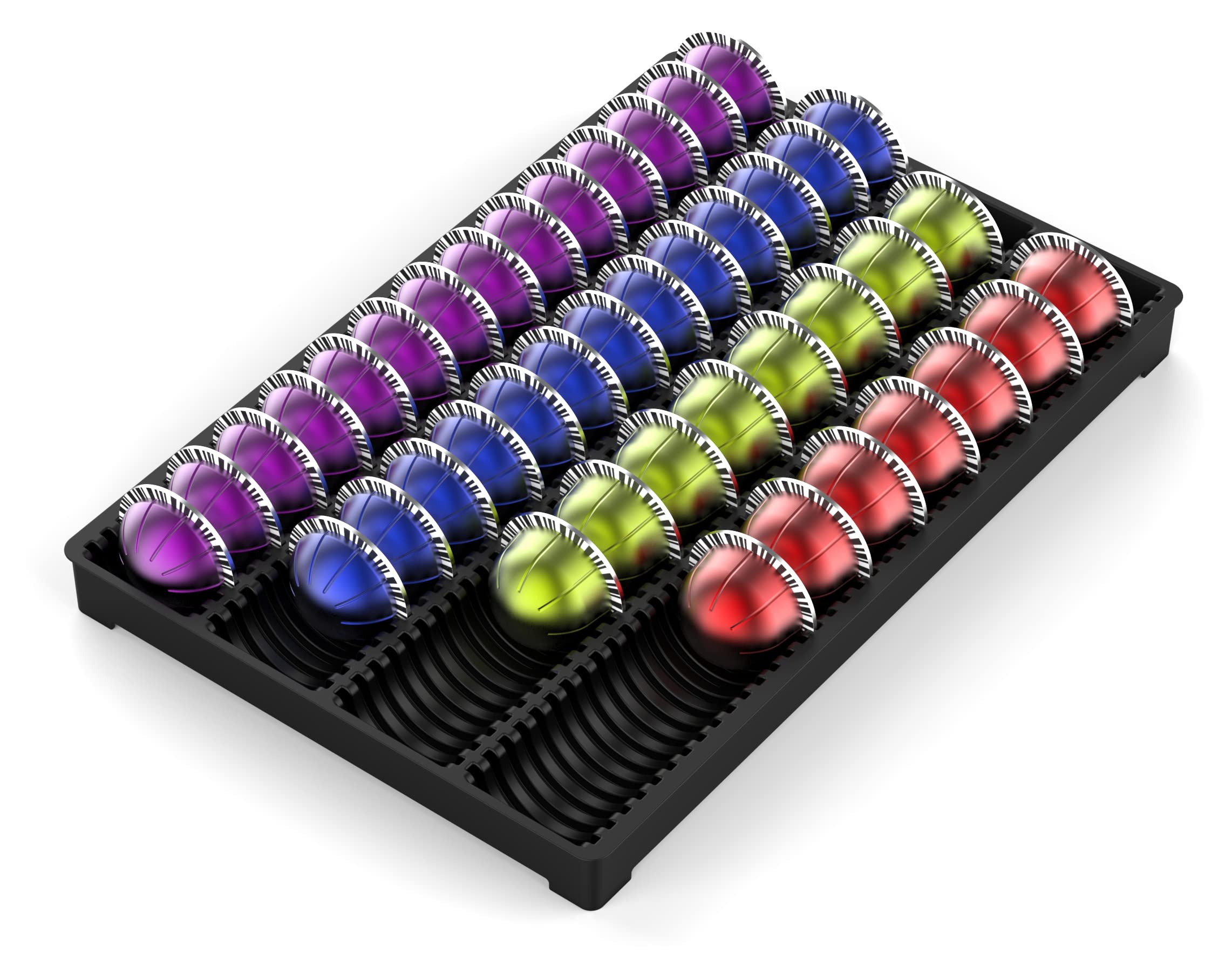 EVERIE Coffee Pod Drawer Insert front view showcases organized storage for multiple capsule sizes.