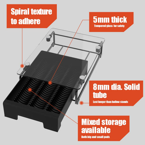 EVERIE compact footprint design saves space while keeping Vertuo pods organized