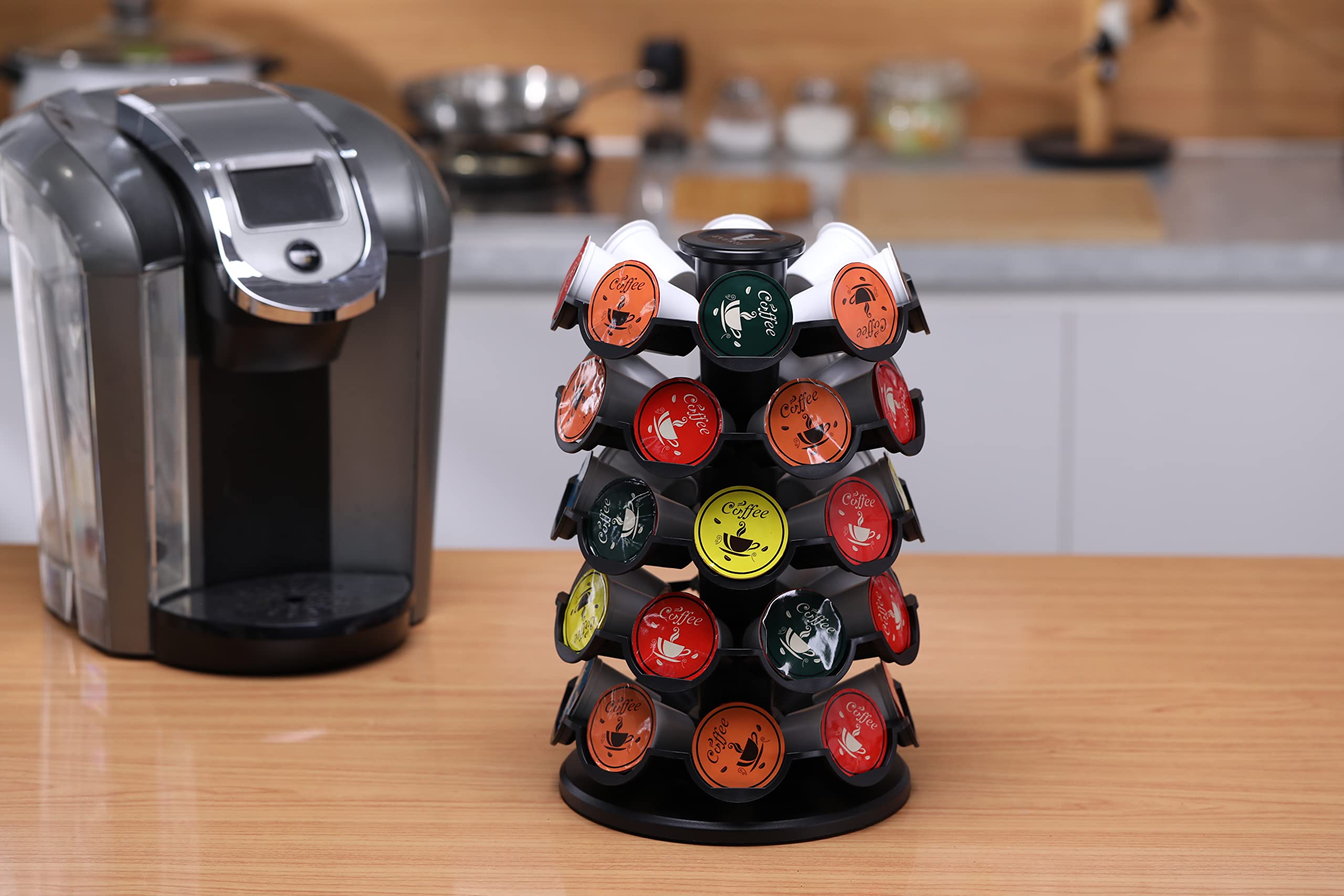 EVERIE decorative kitchen pod display adds style while storing coffee pods.