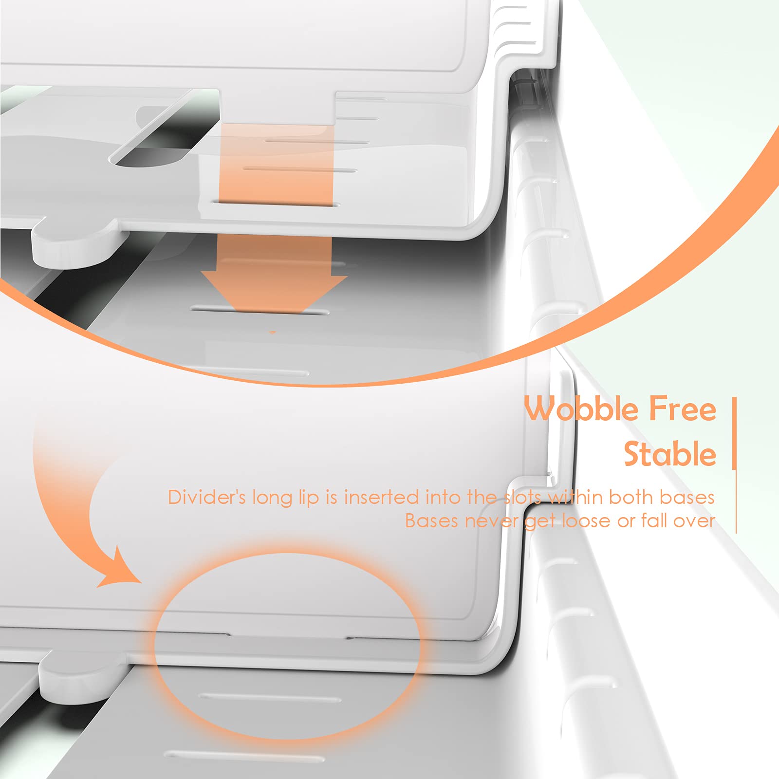 EVERIE lid organizer with removable dividers illustrating adjustable compartments