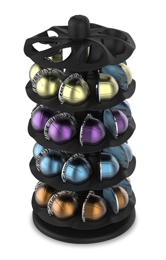 Everie rotary coffee pod carousel shows 40 Vertuoline pods at a glance for quick choice