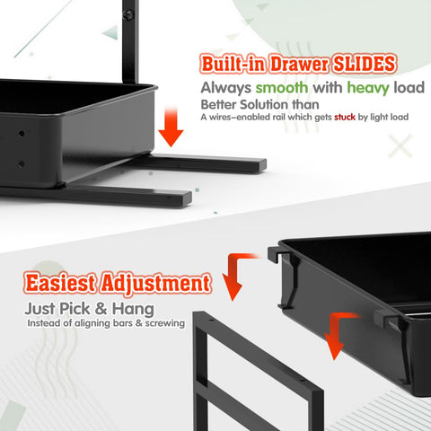 EVERIE snap-on top tray demonstrates quick height adjustments for tall items