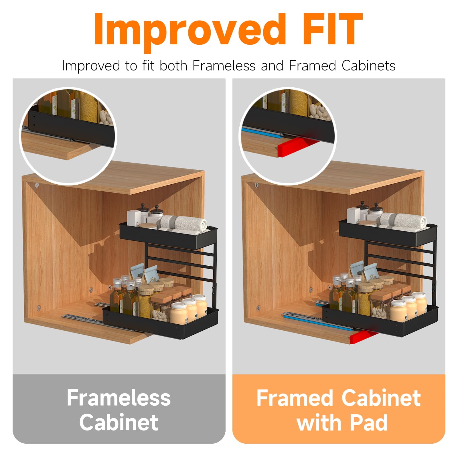 EVERIE top basket at four heights for flexible storage