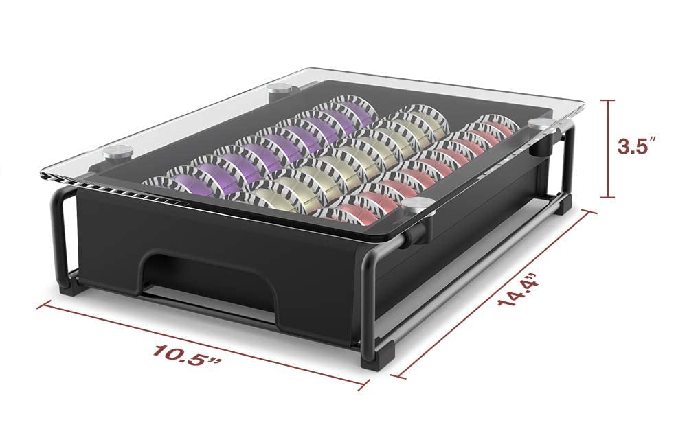 EVERIE drawer with universal slots fits 21 big or 30 small VertuoLine pods