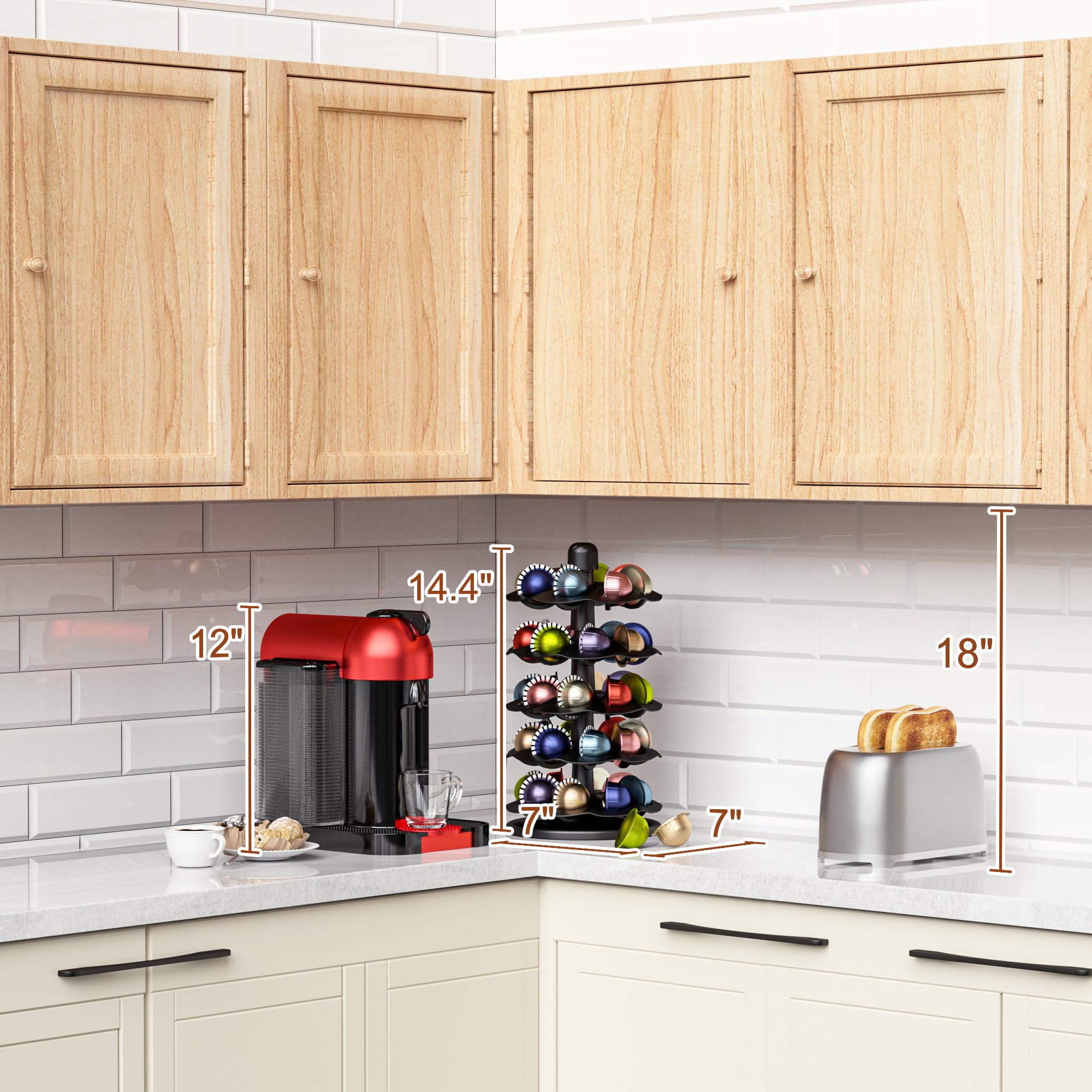 Everie Vertuoline-compatible carousel keeps pods organized and ready for coffee