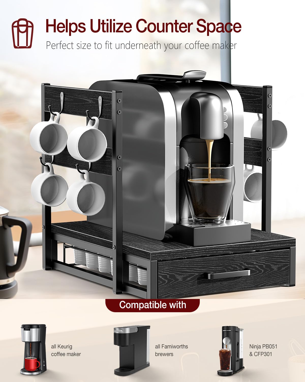 Evermagin black drawer detail highlighting durable finish.