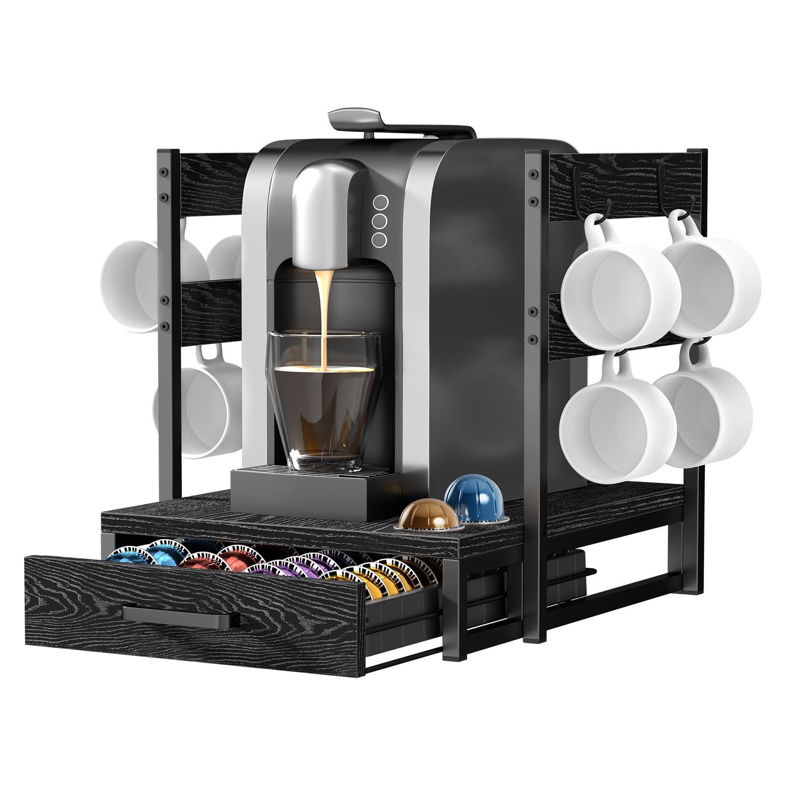 Evermagin coffee pod holder with Vertuo drawer keeps flavors organized and within reach.