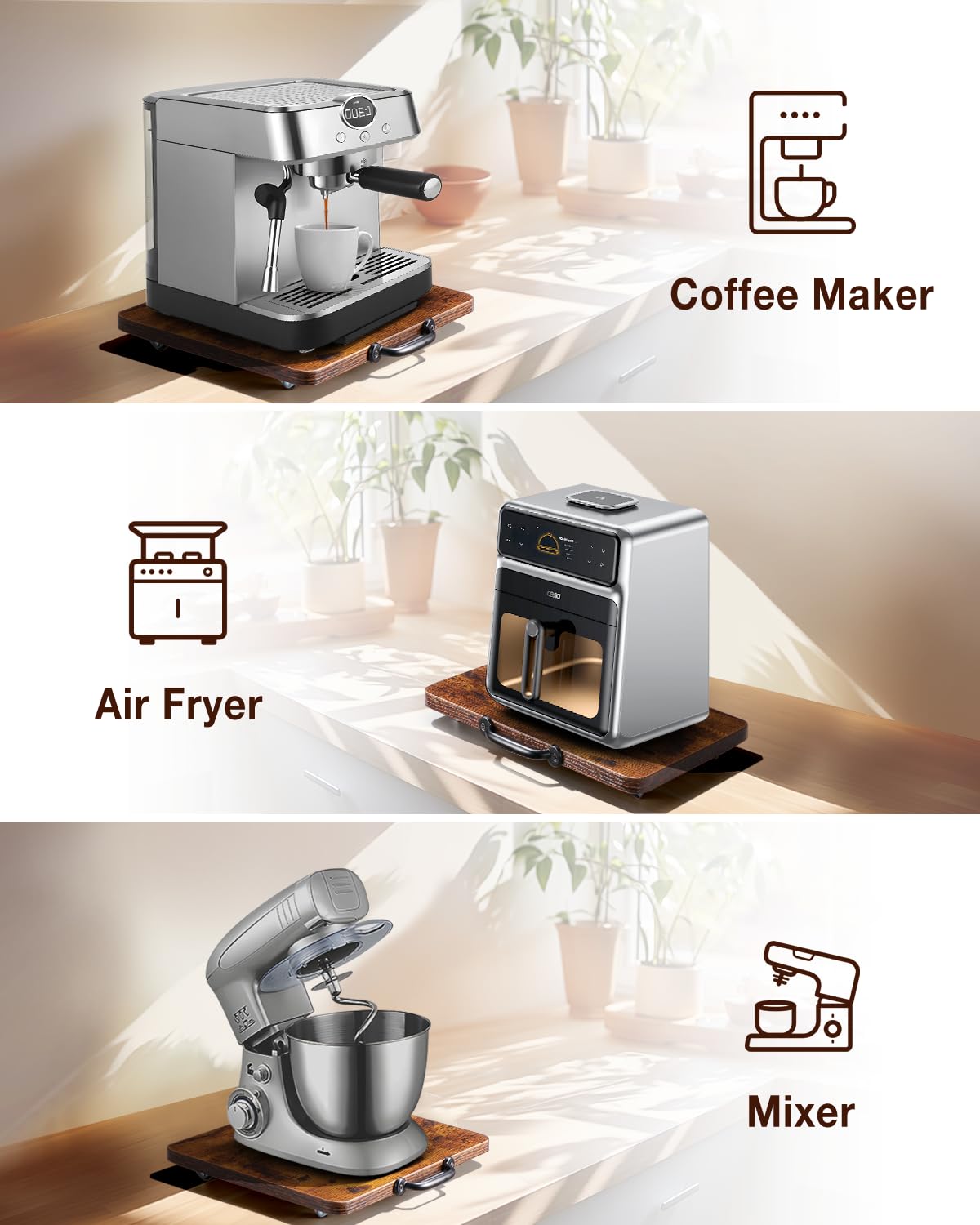 Evermagin 40 lb capacity tray supports heavy appliances with smooth glide.