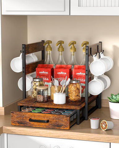 Evermagin K Cup Holder drawer open reveals five flavor columns for fast morning choices