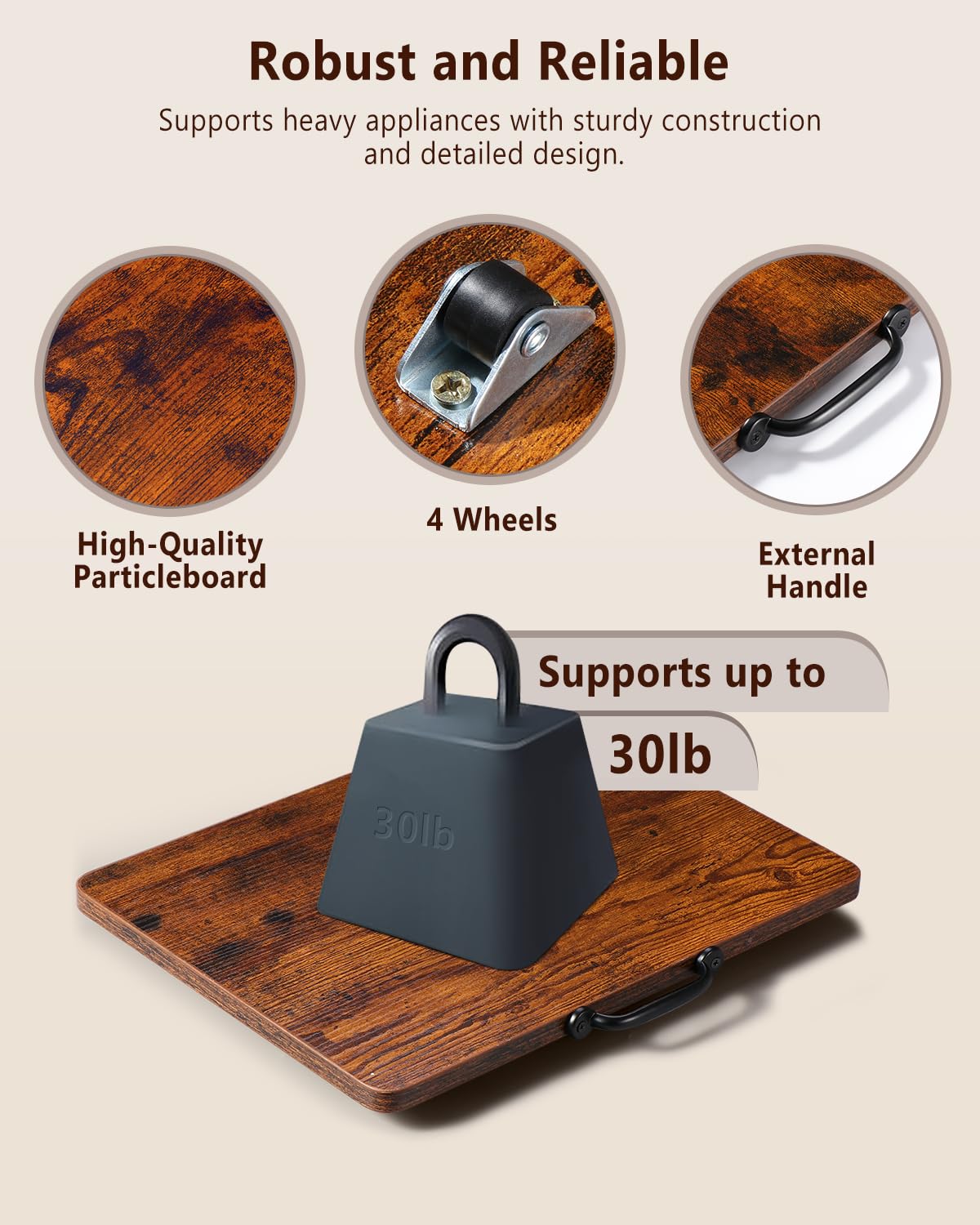 Evermagin kitchen appliance slider facilitates quiet movement across marble, tile, wood, or glass surfaces.