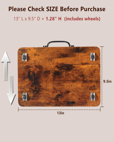 Evermagin rustic brown appliance slider with rubber wheels blends with decor while easing appliance access.