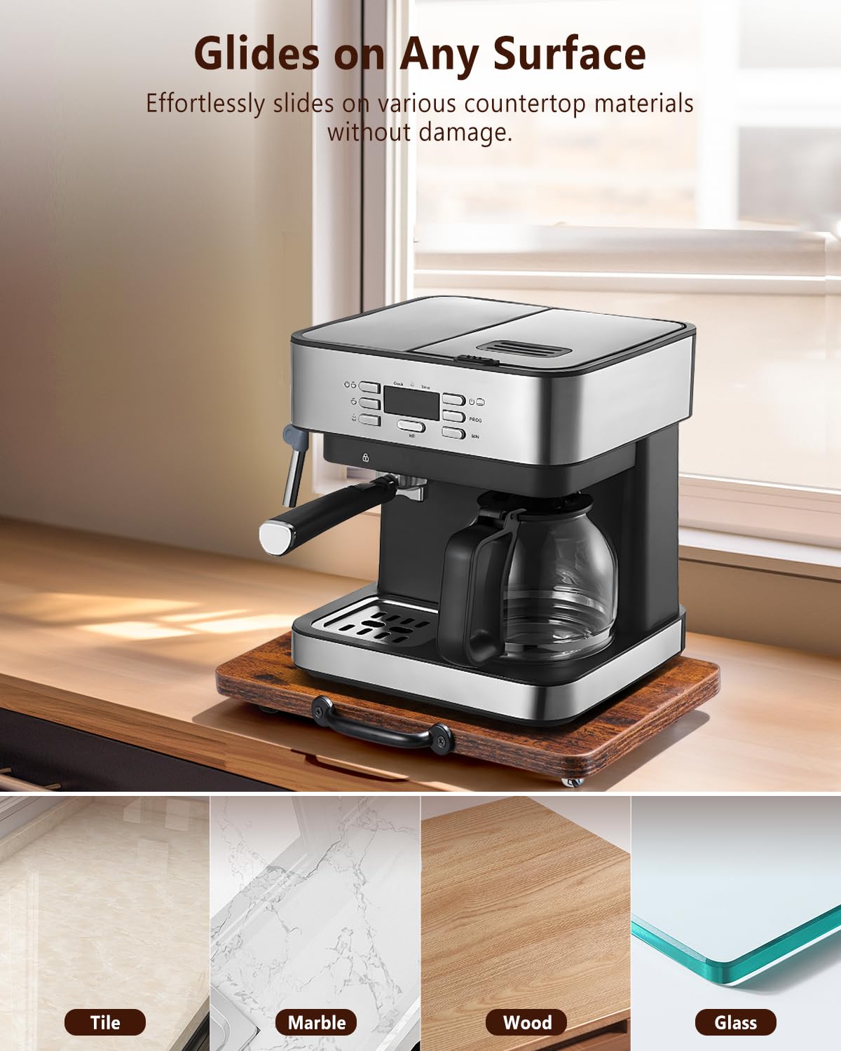 Evermagin 13x9-5 tray helps maximize counter space while keeping essentials reachable.