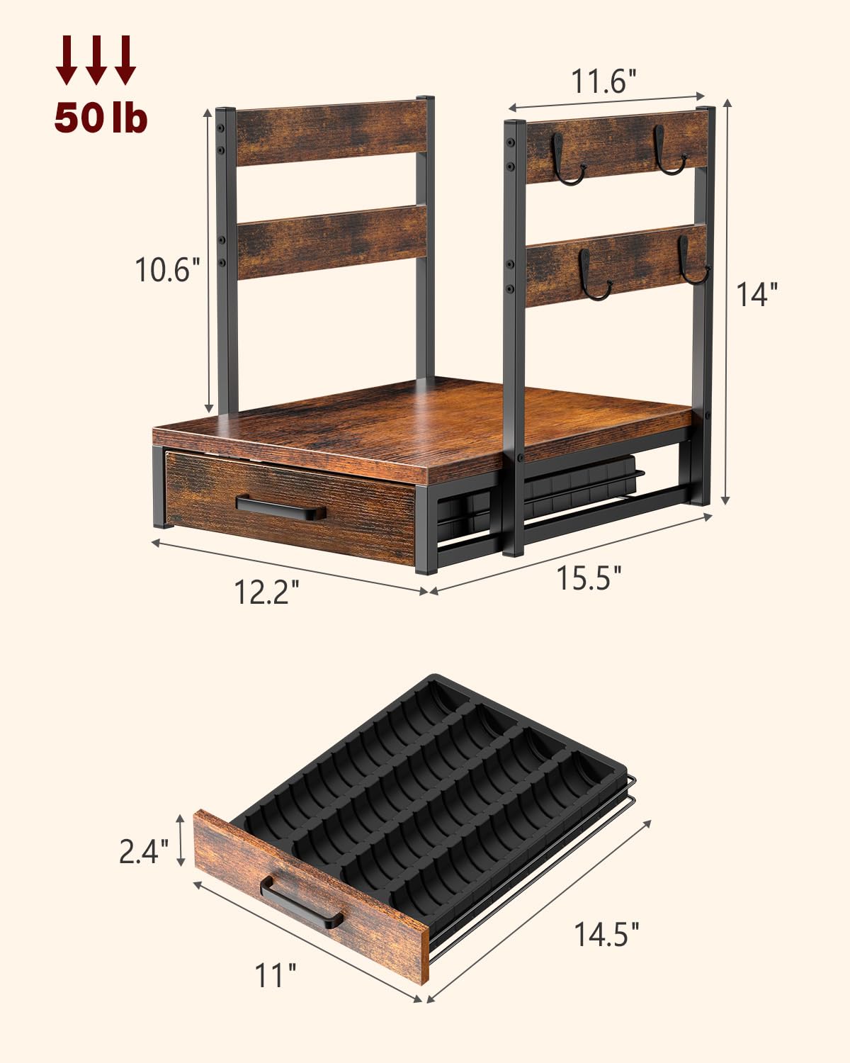 Evermagin base supports Vertuo Next/Plus/Evoluo under the machine.