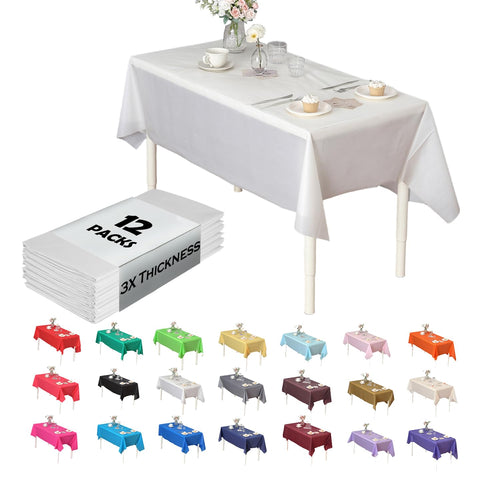 Evershine 12-pack white rectangle table cover for durable event protection.
