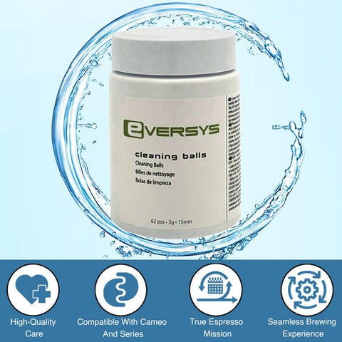 Eversys Cleaning Balls liquid contents visible, ready-to-use cleaning solution.
