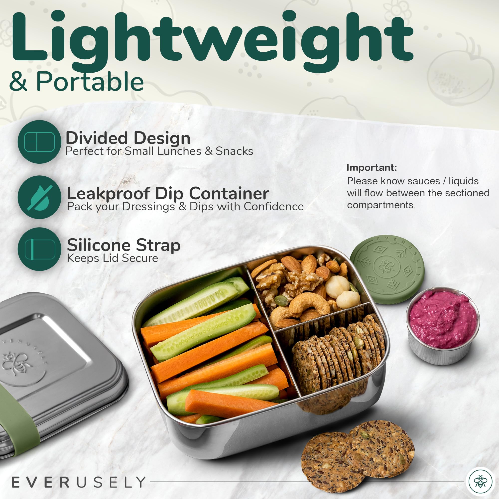 Everusely Sage Bento Box is dishwasher safe for easy cleanup.