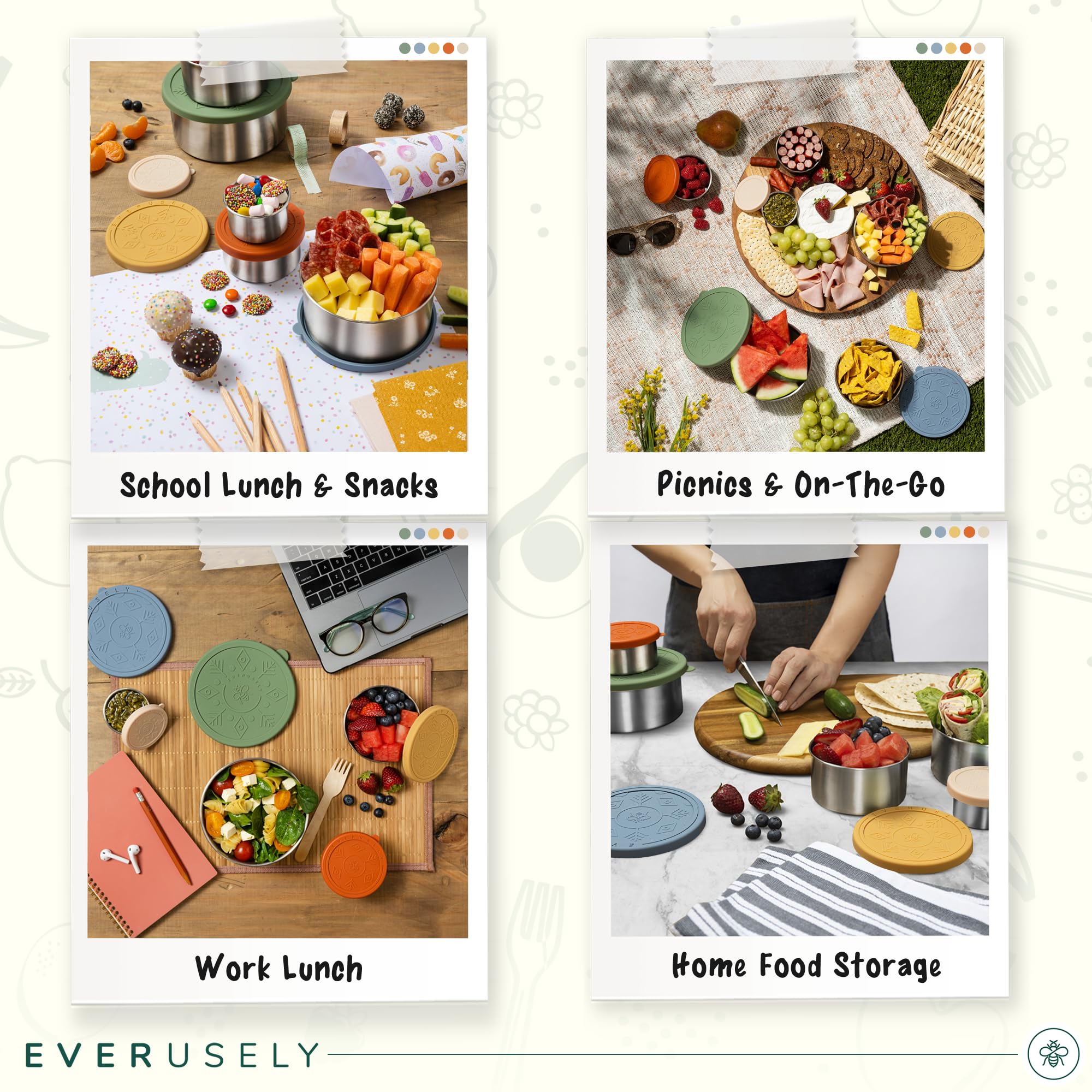 Everusely compact snack holders support on-the-go meals and portioning.