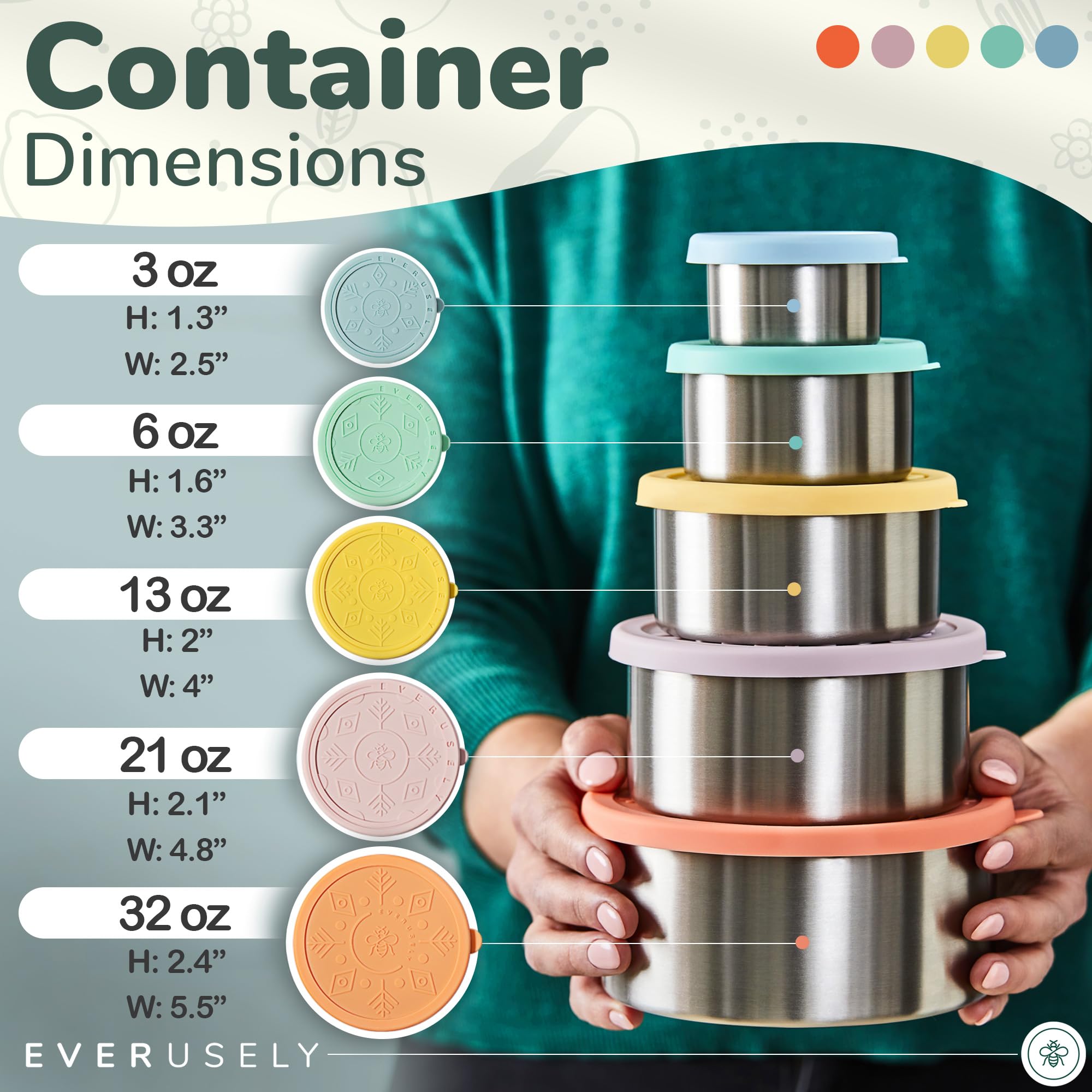 Everusely 650ml stainless steel container keeps meals organized on the go.