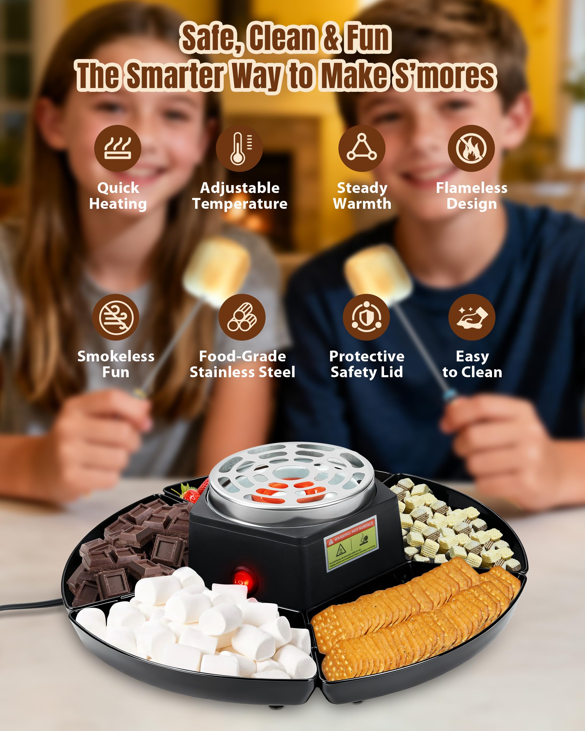 Evjeal Smores Fondue Set prep shot, great for date night desserts.