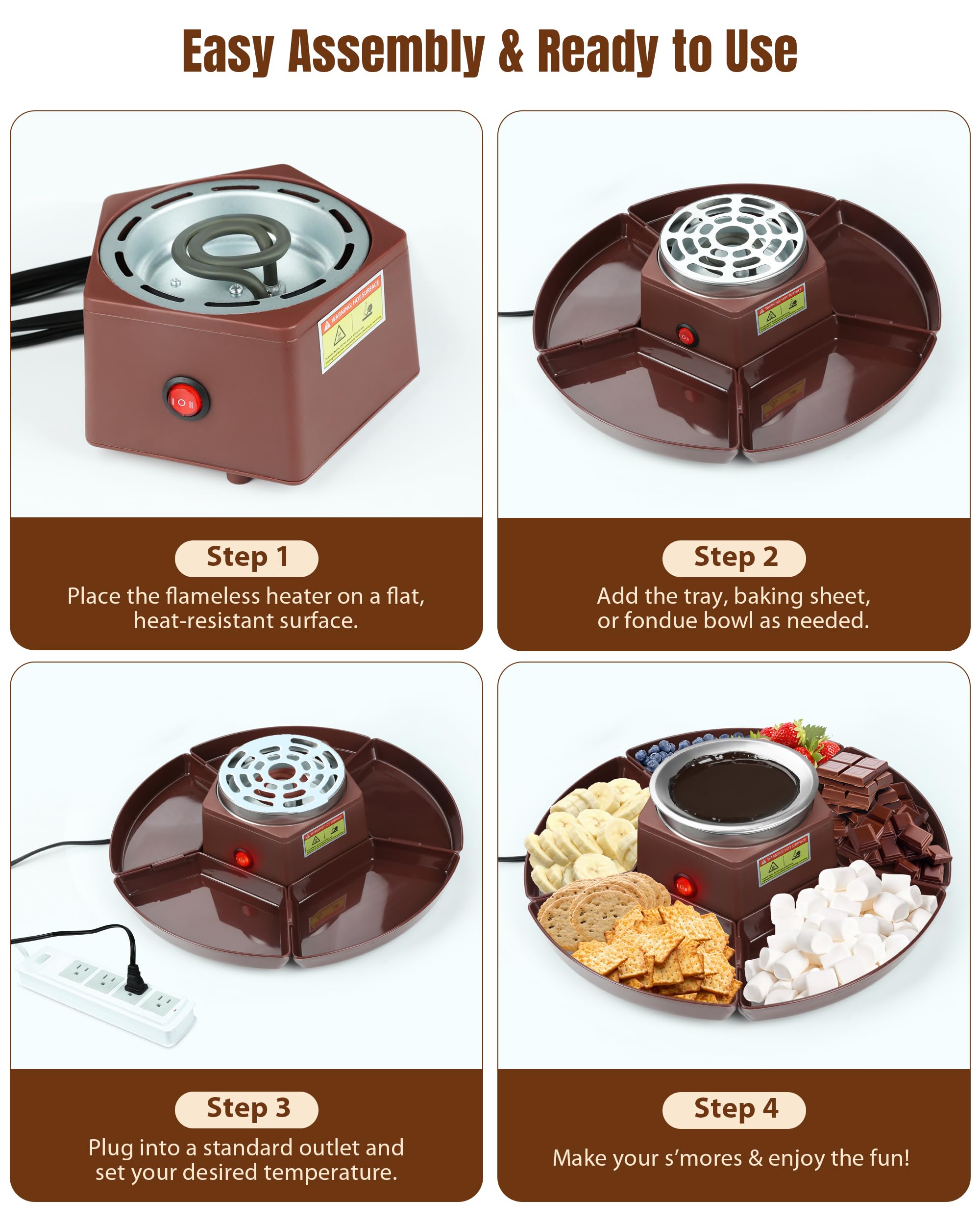 Evjeal Smores Kit fondue plates for individual portions